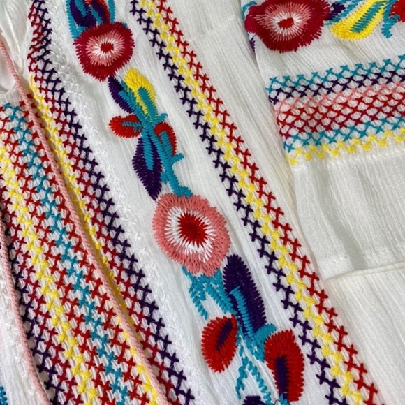 Floral Embroidered Dress Tassels Maxi Kaftan Linen Colorful Boho - Picture 6 of 14